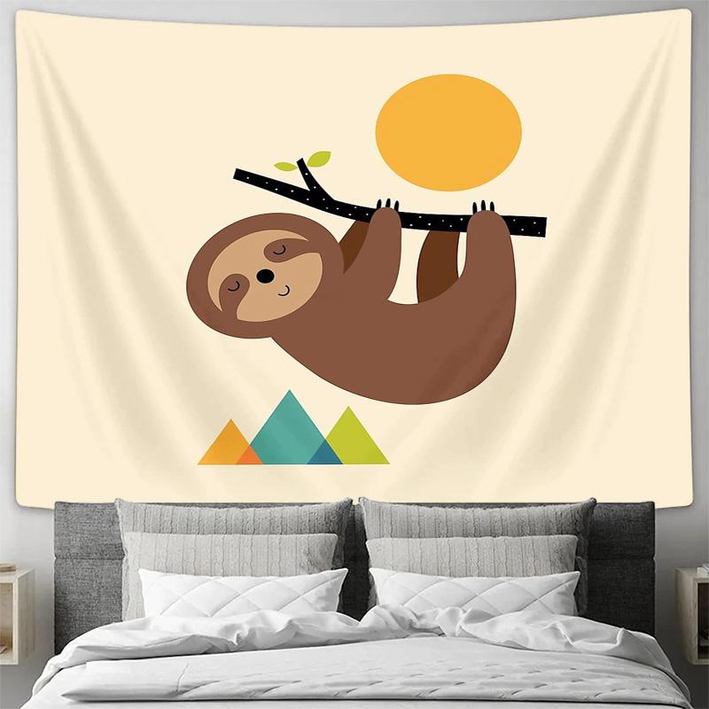 Cute Sloth Tapestry Forest Animal Wall Hanging Nature Decor Bohemian Home Decor Dorm Room Aesthetic Wall Art Gift Tropical Vibe