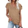 Solid-Color V-neck Short-Sleeve T-shirt Solid V-neck Short sleeve Overfit t-shirt Women