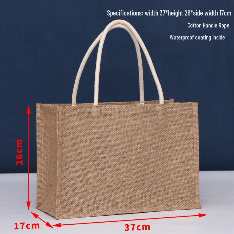 Jute Handbag - Laminated 3D Burlap Tote, Blank Linen Design, Logo Printable.