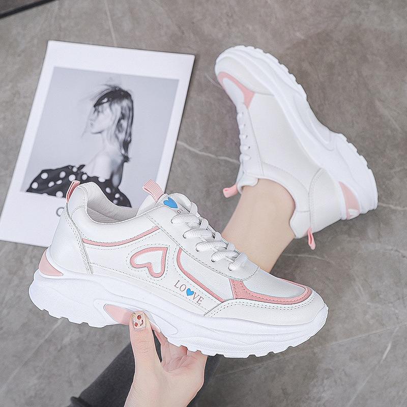 Women's shoes new spring women's leather surface trend platform student white shoes sports and leisure shoes