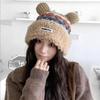 South Korea's New Bear Ears Plush Knitted Hat Women's Versatile Warm Fleece Ear Protector Pullover Hat Autumn and Winter Cold Hat