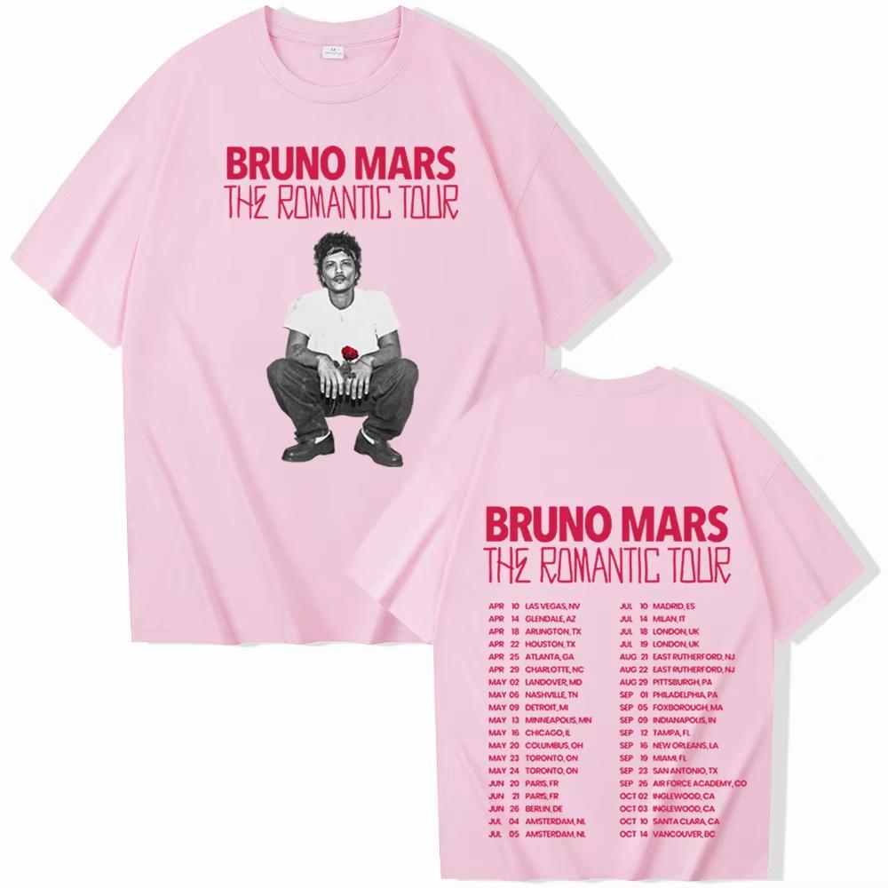 Bruno Mars The Romantic Tour 2026 Tshirt Man Woman Harajuku Short Sleeve Oneck Casual Shirt Bruno Mars The Romantic Tour