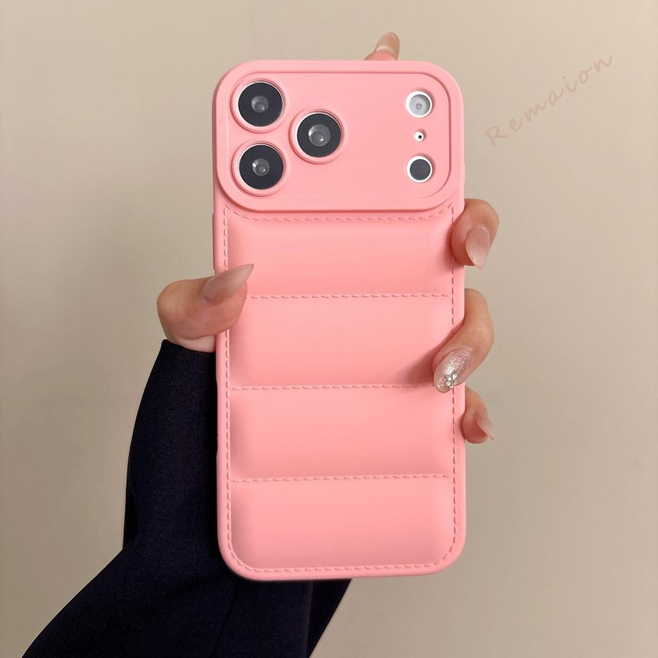 Down Jacket Phone Case For For Iphone 16E 17E 1 14 11 12 13 16 17 Pro Max Air 14 1 16 Plus Silicone Shockproof Protector Cover