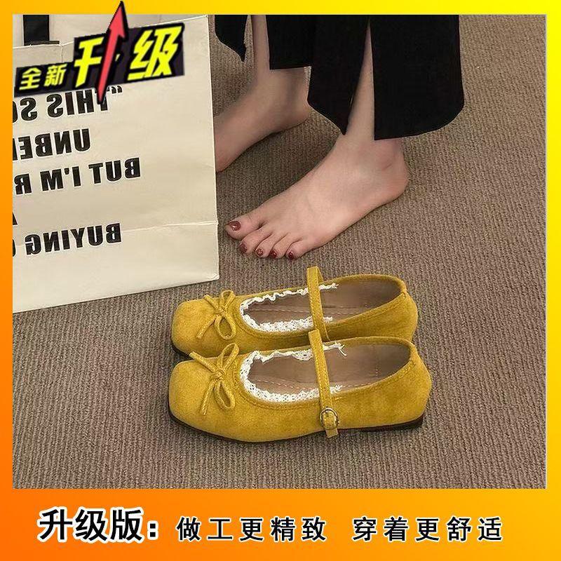 Skirt single shoes square head ballet shoes new spring French fairy bow Mary Jane shoes