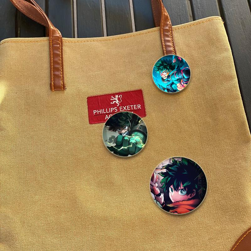 32/44/58mm Anime Figure Izuku Midoriya Round Brooch Clothing Lapel Pin Souvenir Soft Button Pins My Hero Academia Badge