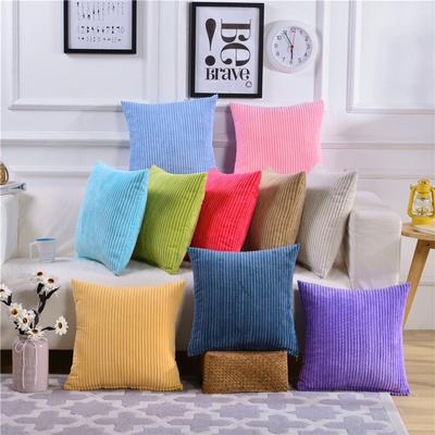 45x45cm Solid Color Cushion Cover Soft Striped Plush Throw Pillowcase Home Living Room Decoration