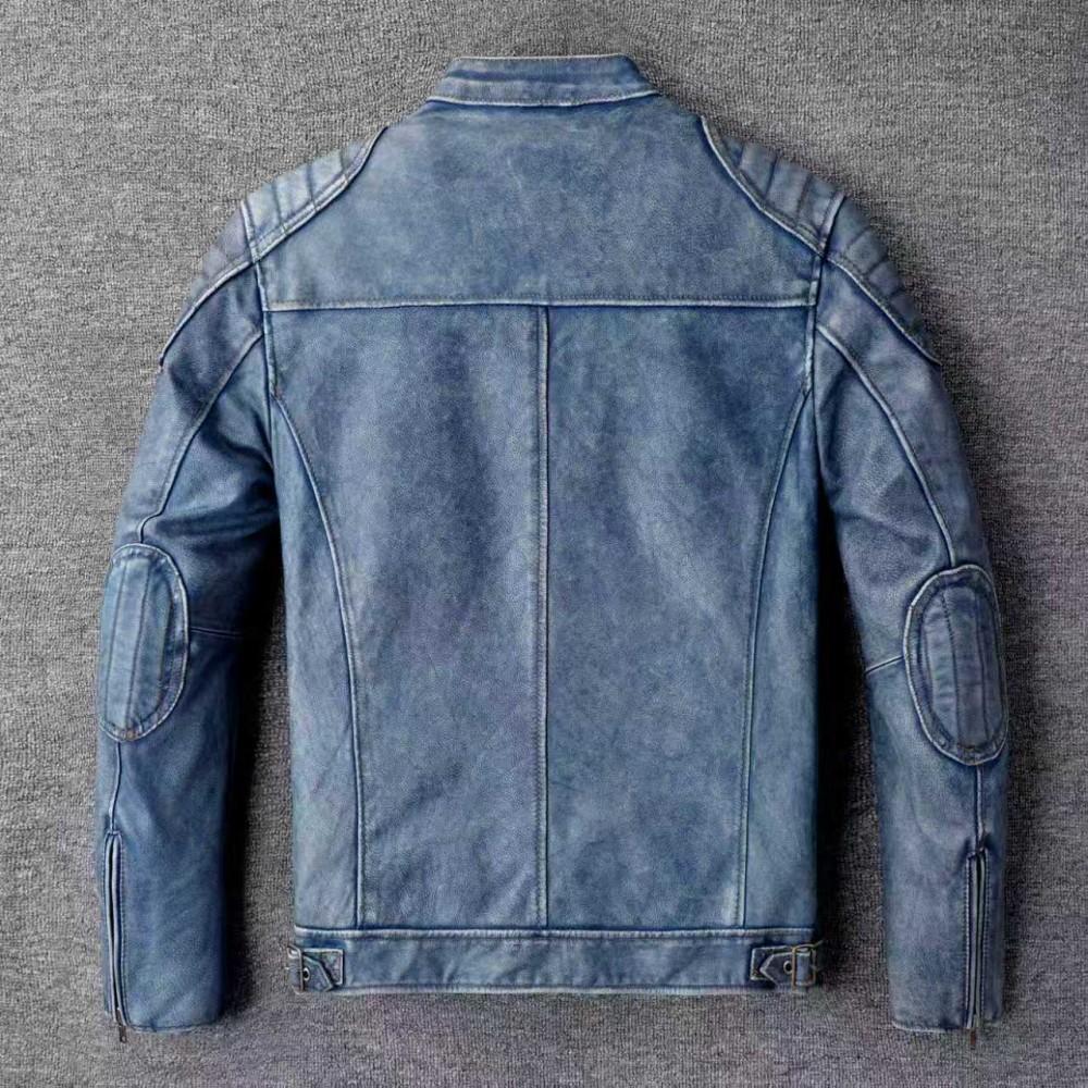 Chinese Size Vintage Yellow Brown Real Cowhide Genuine Leather Jacket Men Motorcycle Coat Mens Biker Clothes Spring Autumn Asian Size 6XL