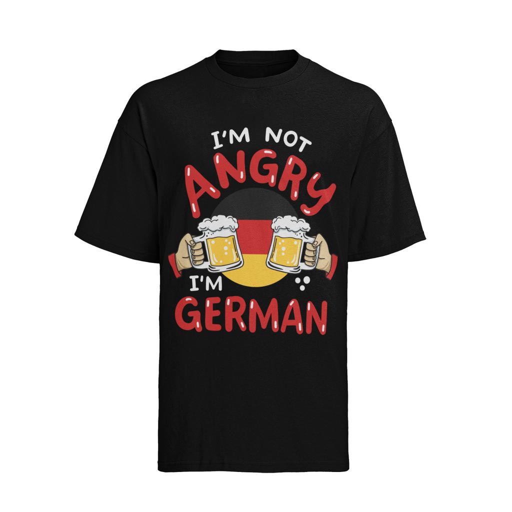 Im not angry im German I Love Deutschland afd Mens T-Shirt Mens Womens Tees Top Cotton S-XXXL