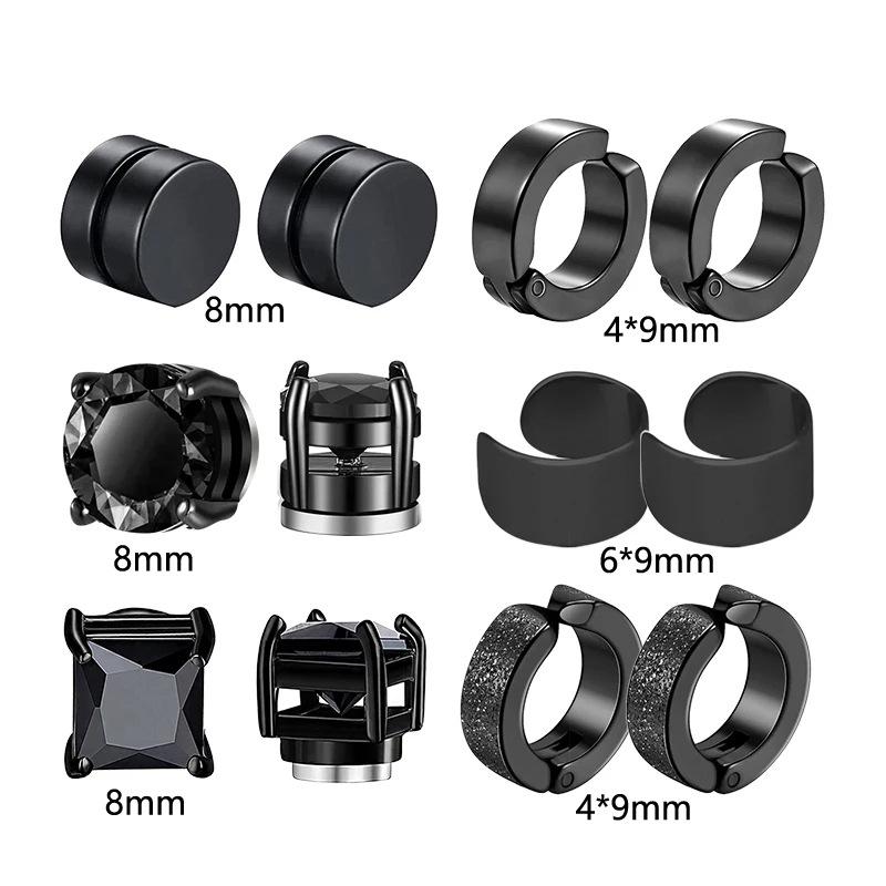 10 Pairs Magnetic Stainless Steel Cross Stud Earrings (No Piercing Required)