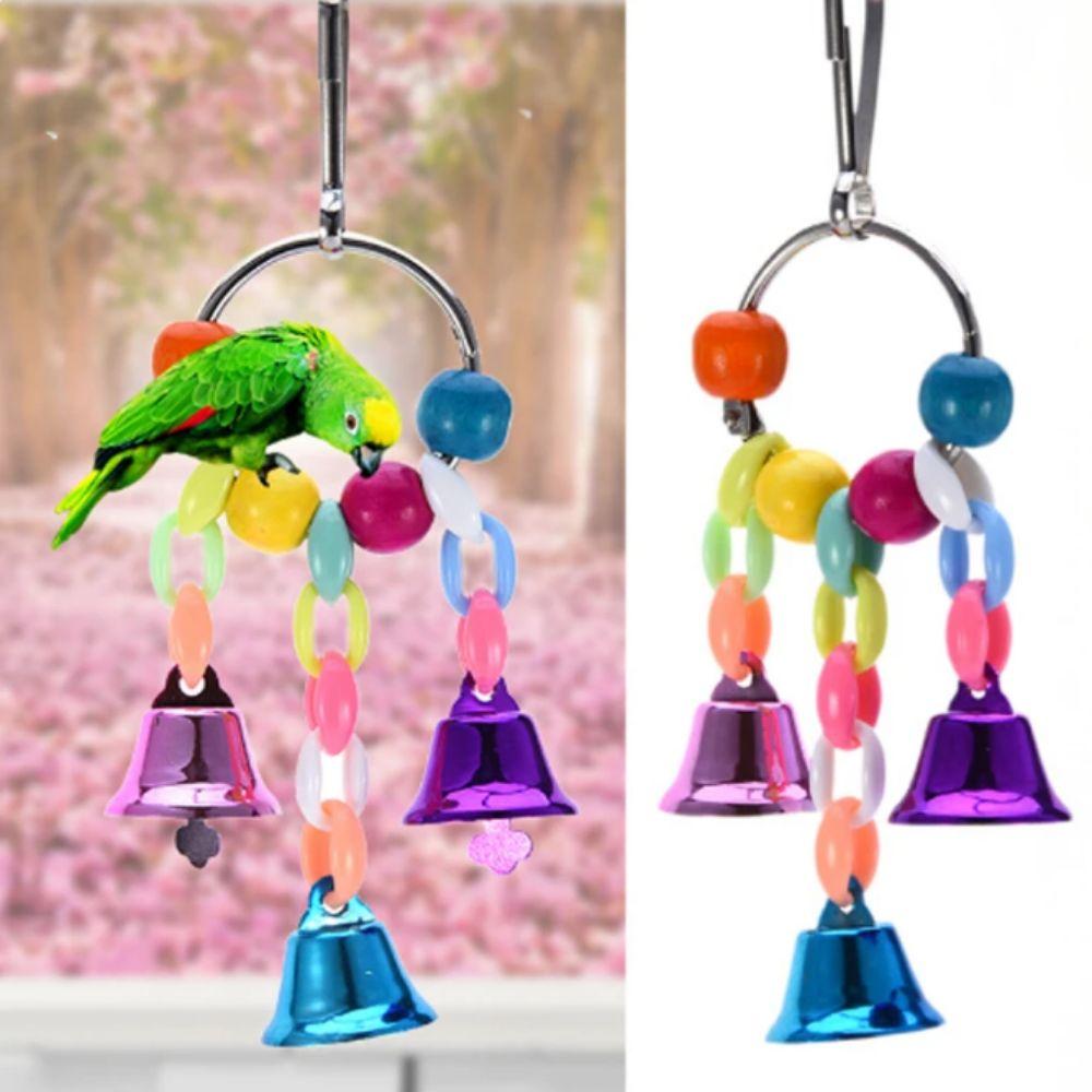 Metal Bird Ring Bell Hanging Parakeet Chew Toy Parrot Hanging Swing Chain Toy  Playing
