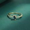 Bague classique en or 18 carats pour femmes, Baguette en saphir profond, diamant complet, bleu foncé, bijoux originaux en argent Sterling 925, cadeau