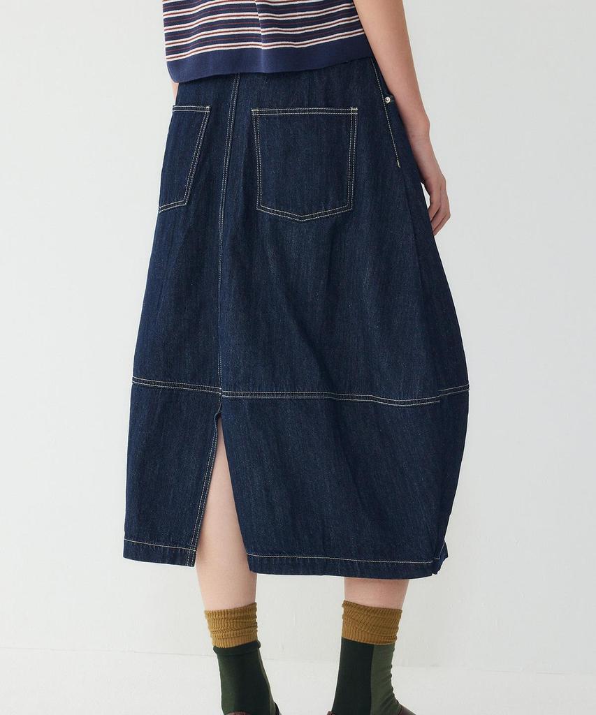 STUDIO TOMBOY Side Pleated Balloon Fit Denim Skirt_Indigo 9106262202