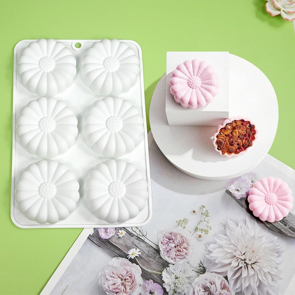 6-Cavity Flower Shape Silicone Mold Fondant Mousse Cake Mold DIY Pastry Chocolate Mold Baking Decorating Tool Nonstick