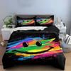 Colorful Smiley Face Bedding Set Black Bedding Set (1 Duvet Cover, 2 Pillowcases, Duvet Not Included)