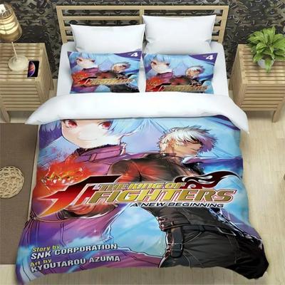 KOF Anime Art Print Trzyczęściowy Zestaw Pościeli Artykuł Modowy Dla Chłopców Lub Dorosłych Na Łóżka Poszwy na Kołdrę Poszewki na Poduszki Zestaw Pościeli