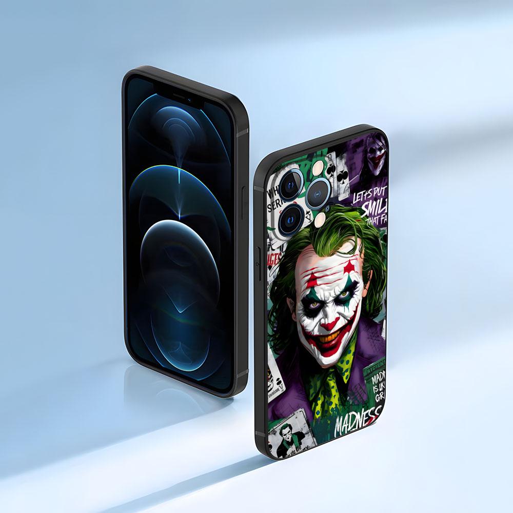 Чехол для телефона Face Smile-J-JokerS для IPhone 17 Air 16 E Pro Max 15 14 13 Mini 12 Pro 11 Max Plus Черный Мягкий iPhone17 Pro Max black