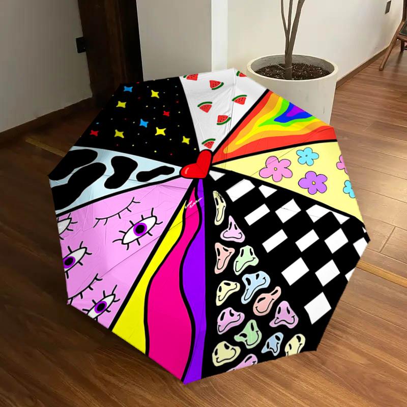

Colorful Umbrella with Watermelon Pattern - Auto Open Close, Foldable Design, 8-Rib Iron Frame Outdoor Umbrella, Perfect Gift for Fans, Trav