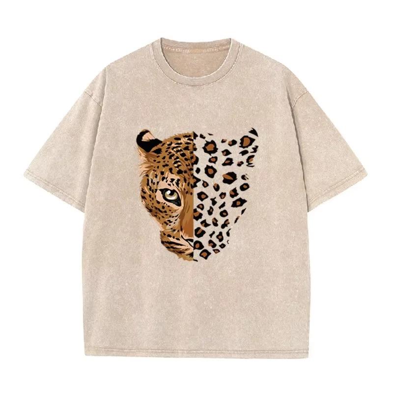 Vintage Purple Leopard Graphic T Shirt Animal Print Acid Wash Oversized Tee