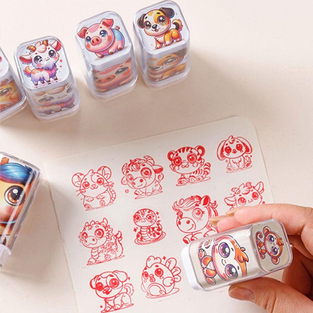 DIY Painting Zodiac Stamps Dragon Monkey Animals Figure Stamps  Scrapbooking Supplies