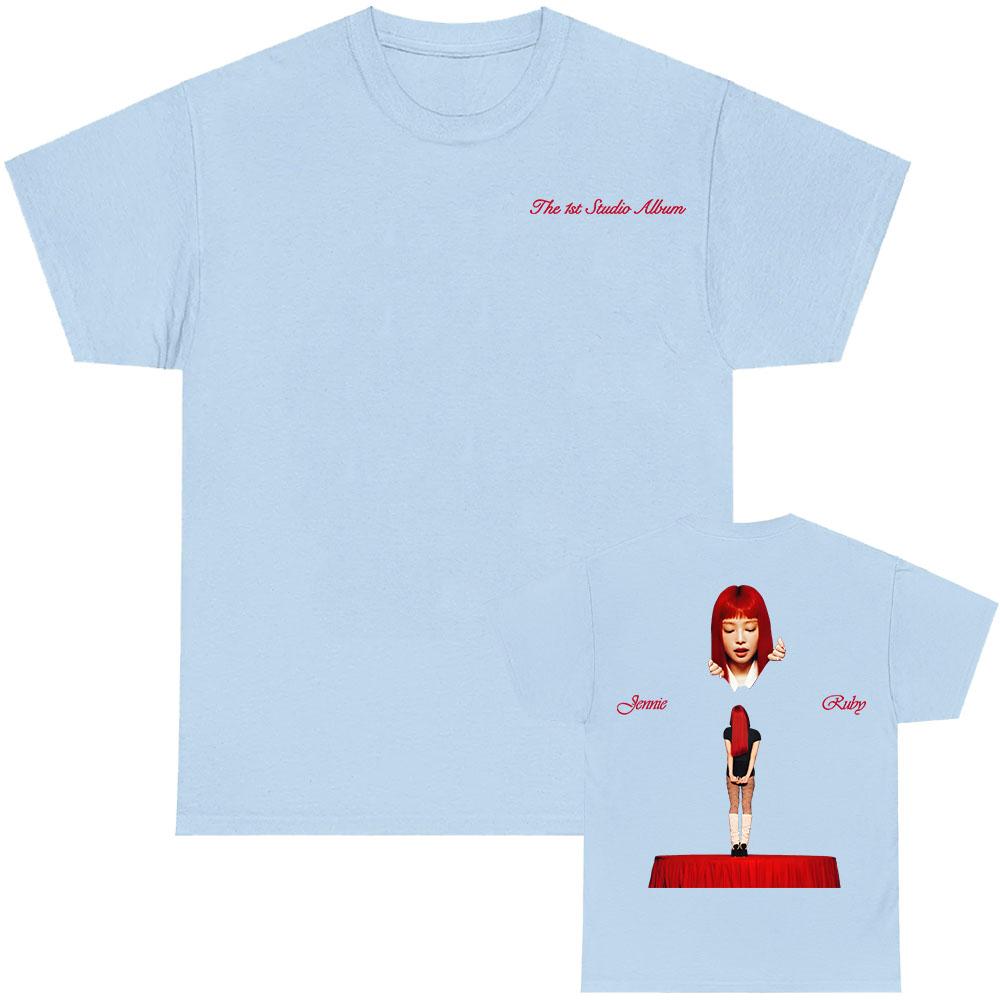 Jennie Ruby The 1st Studio Album Merch T-shirt Cotton Short Sleeve Male Tshirt Unisex Streetwear Hip Hop Korean Singer Print Tee