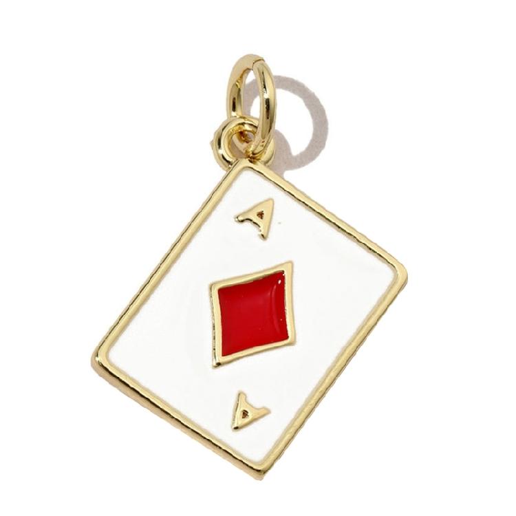 Pack of 3 Heart/Horseshoe/Dices Poker Card Pendants Accessories for Necklace and Earrings Copper Jewelry Components