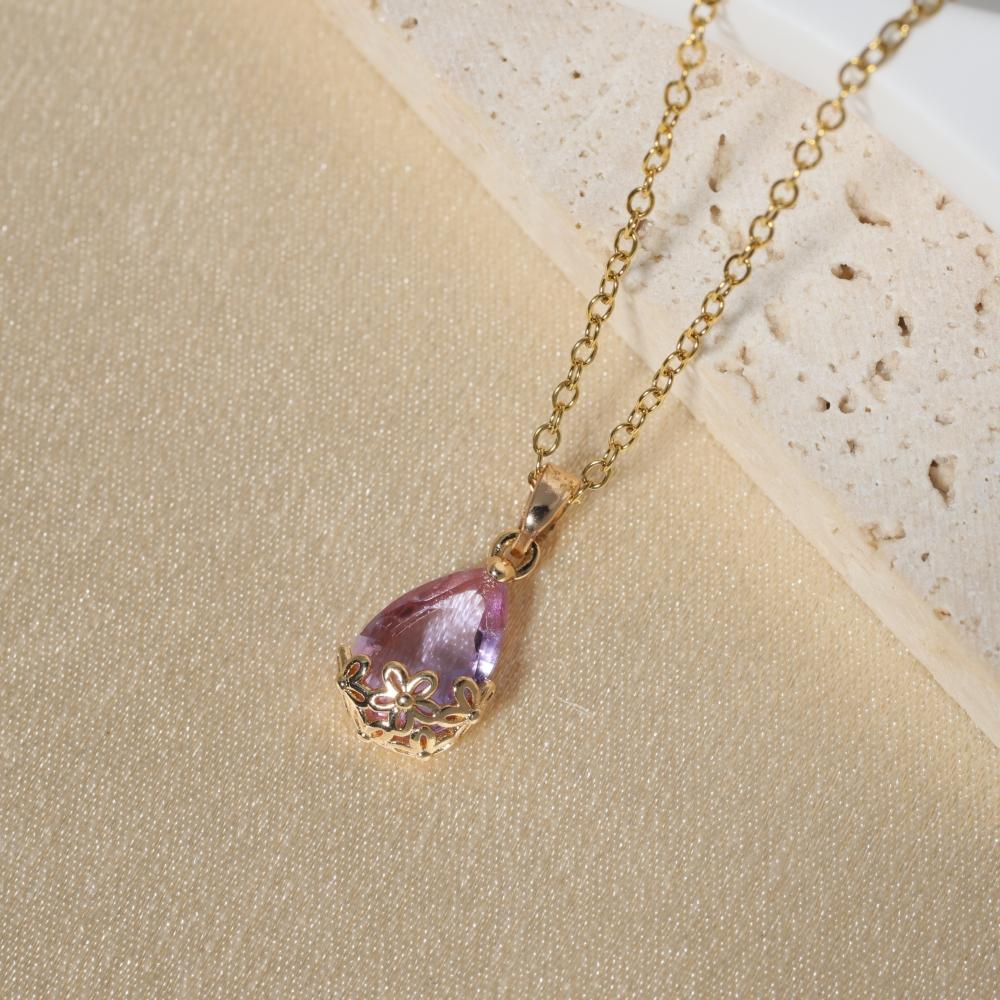 Simple Water Droplets Pendant Necklaces for Women Zirconia Necklace Wedding Party Jewelry Accessories