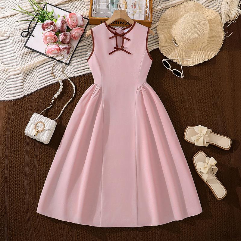 Girls  Fashionable Dress for Summer, Elegant Princess-style Children s Dress 130cm=8Y розовый