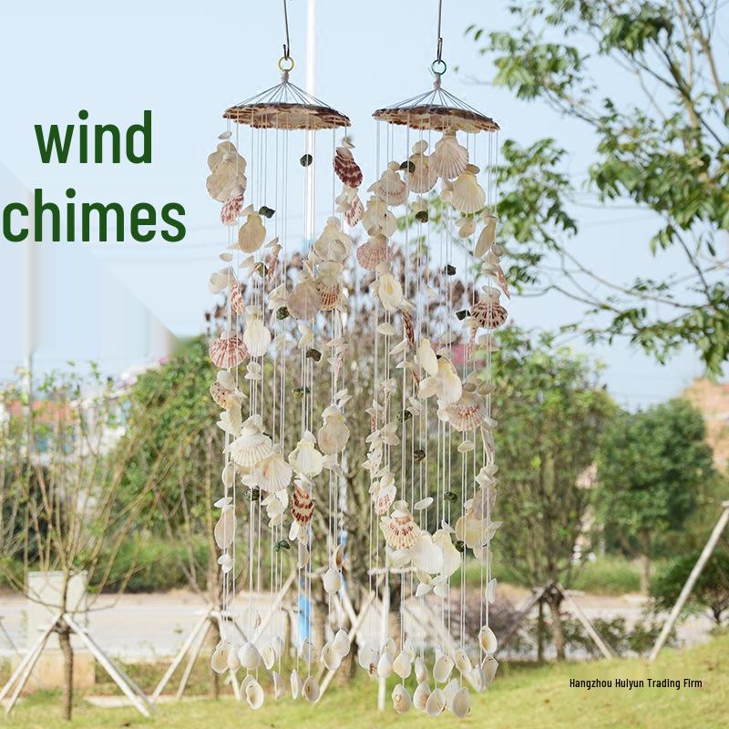 Japanese Handmade Seashell Wind Chime: 19-Line Ornament for Kids' Room, Balcony, Holiday Gifts, or Door Decor.