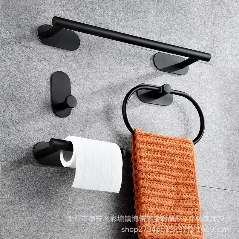 American Style Punch-Free Bathroom Set: Towel Bar, Tissue Holder, Towel Ring, Hooks, Washcloth Rack, Tissue Box.