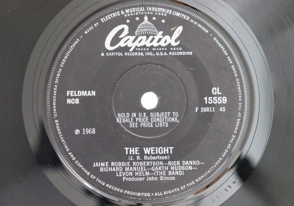 7inch Record BAND  Weight  I Shall Be Released CL15559 CAPITOL 1968 UK Rock Used