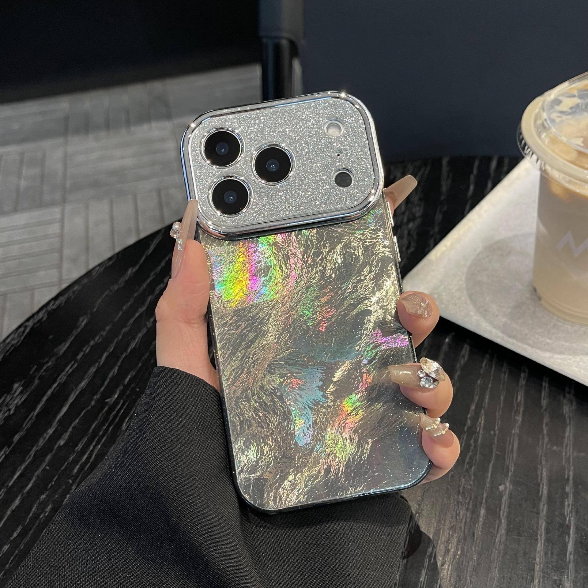 

Laser Gradient Glitter Lens Case for iPhone 17 Pro Max/16/15/14 with Large Window 16