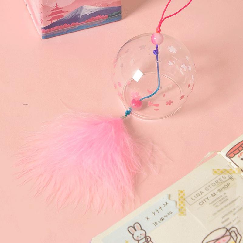 1Pc 1Pc Kreative Japan Stil Hibiscus Decor Muster Glas Hängen Windspiel