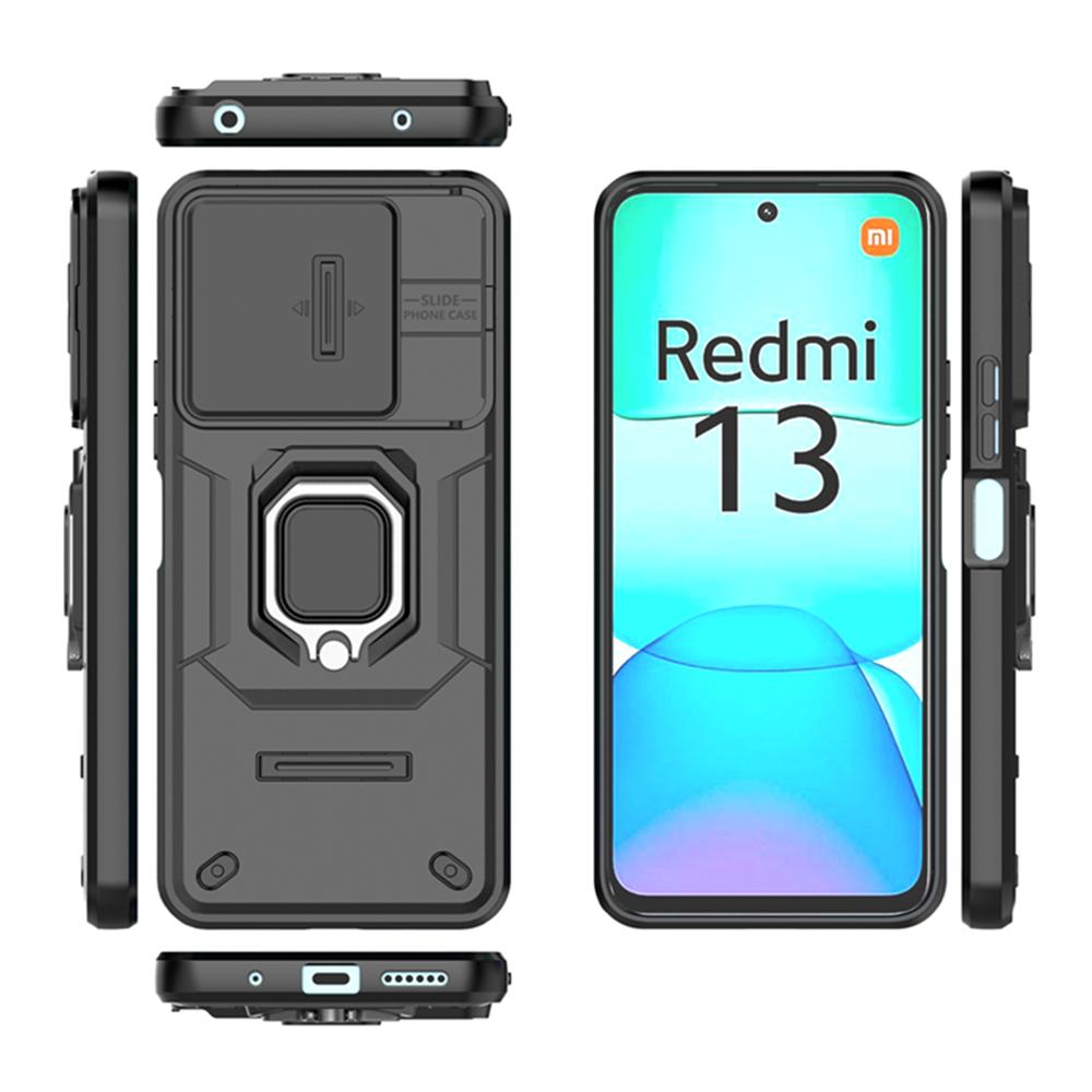 For Xiaomi Redmi 13 Case Luxury Ring + Movable Window Back Cover Armor Case For Xiaomi Redmi 13 Redmi13 Phone Case