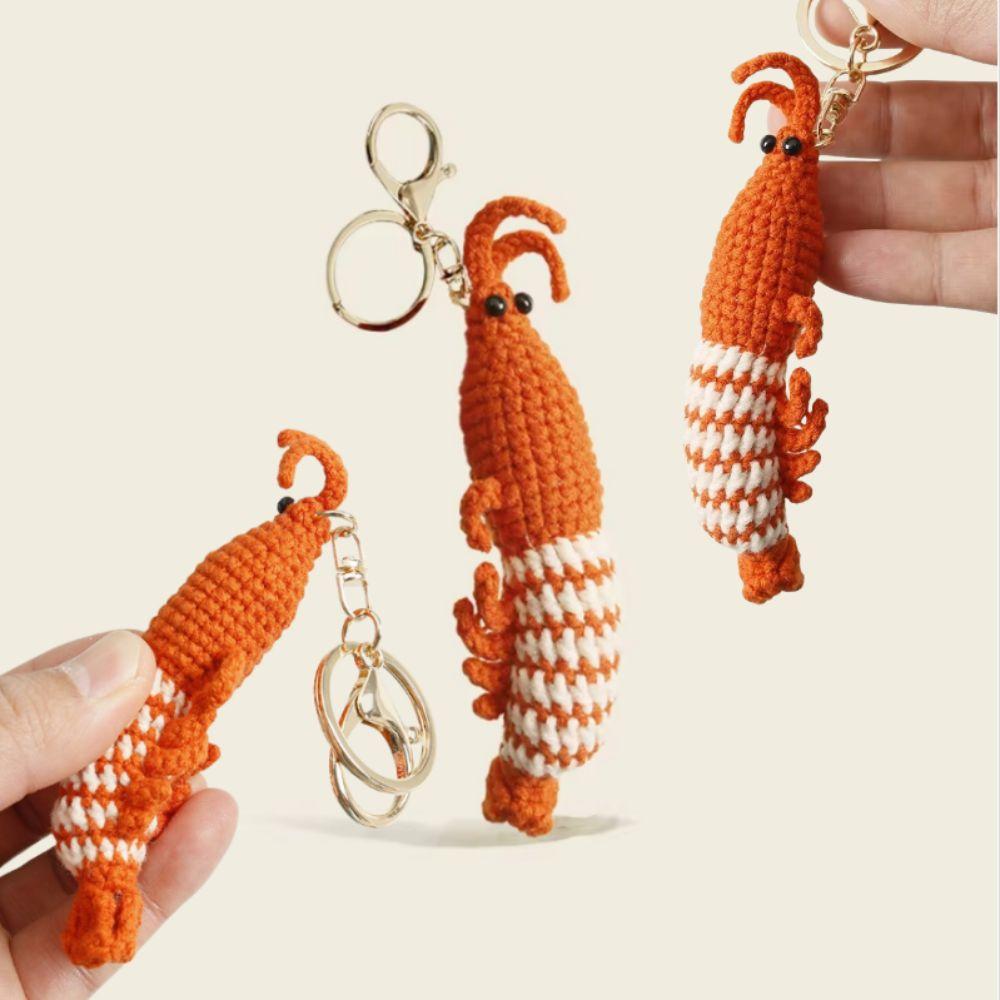 Key Decoration Shrimp Charm Keychains Hand-Woven Shrimp Doll Keyring  Backpack Handbag