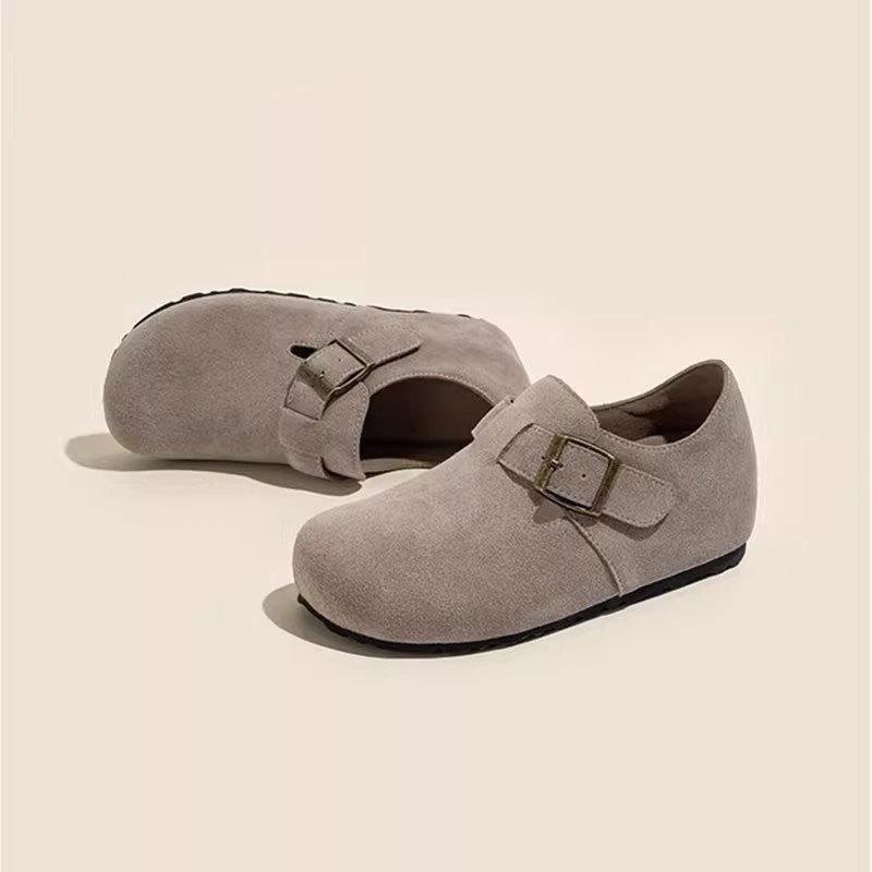 Frosted Leather Cm Height Increase Genuine Leather Women's Shoes Spring and Summer New Grandma Shoes Women's Doudou Single Shoes