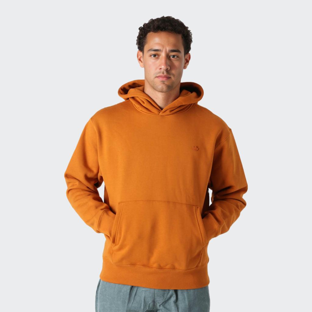 Adidas Originals Trefoil Logo Hoodie In Solid Color With Loose Fit Men Hoodie Orange H09177