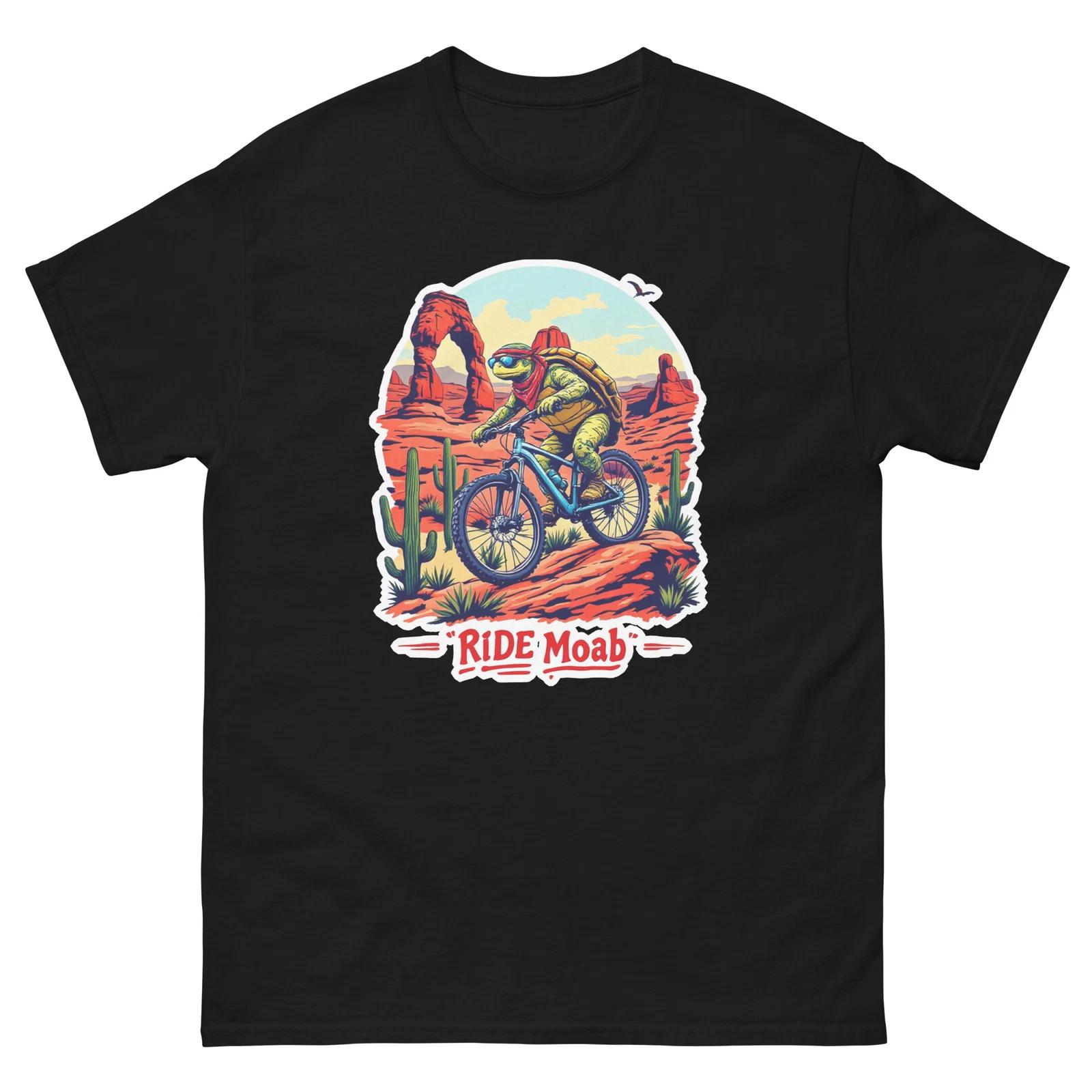 Ride Moab Turtle Fun USA Bike Cycling Animal T-Shirt 2XL