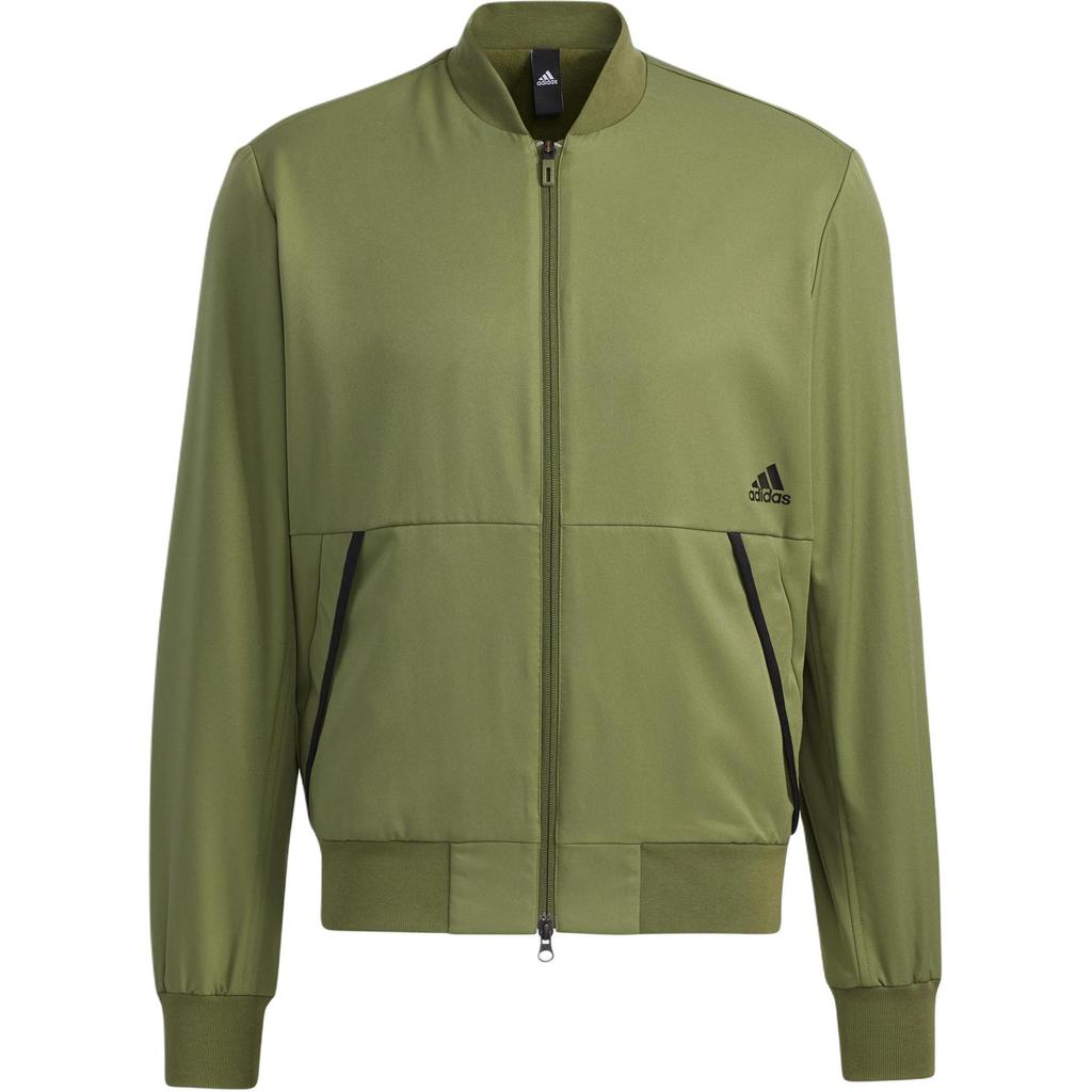 Adidas Logo Print Fleece-Lined Zip Jacket Men Outerwear Green GP0979