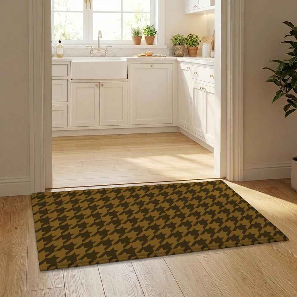 Houndstooth Check Pattern Floor Mat Flannel Door Mat Non-Slip Bedroom Living Room Home Decor