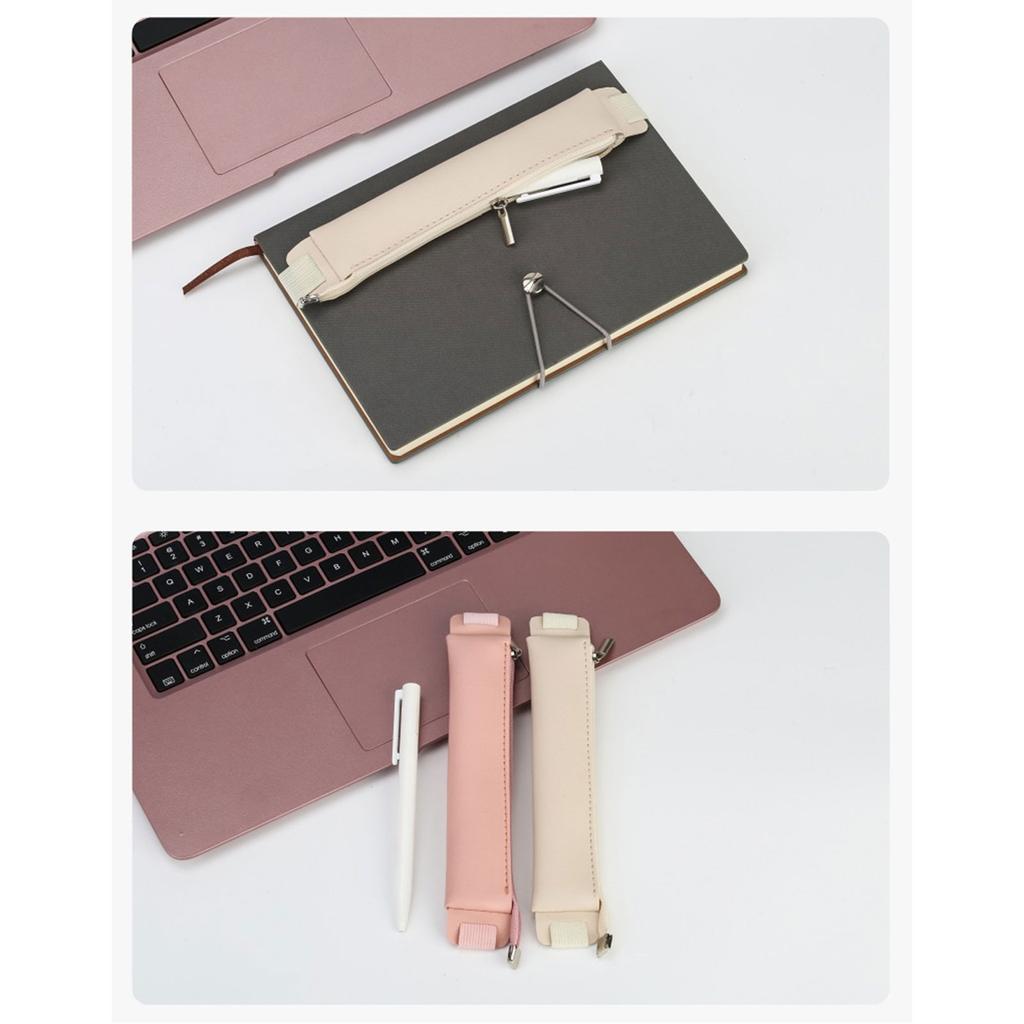 Adjustable Elastic Band Pen Holder Sleeve Leather Pen Pouches Leakproof Slim Pencil Case for Hardcover Journal Notebook
