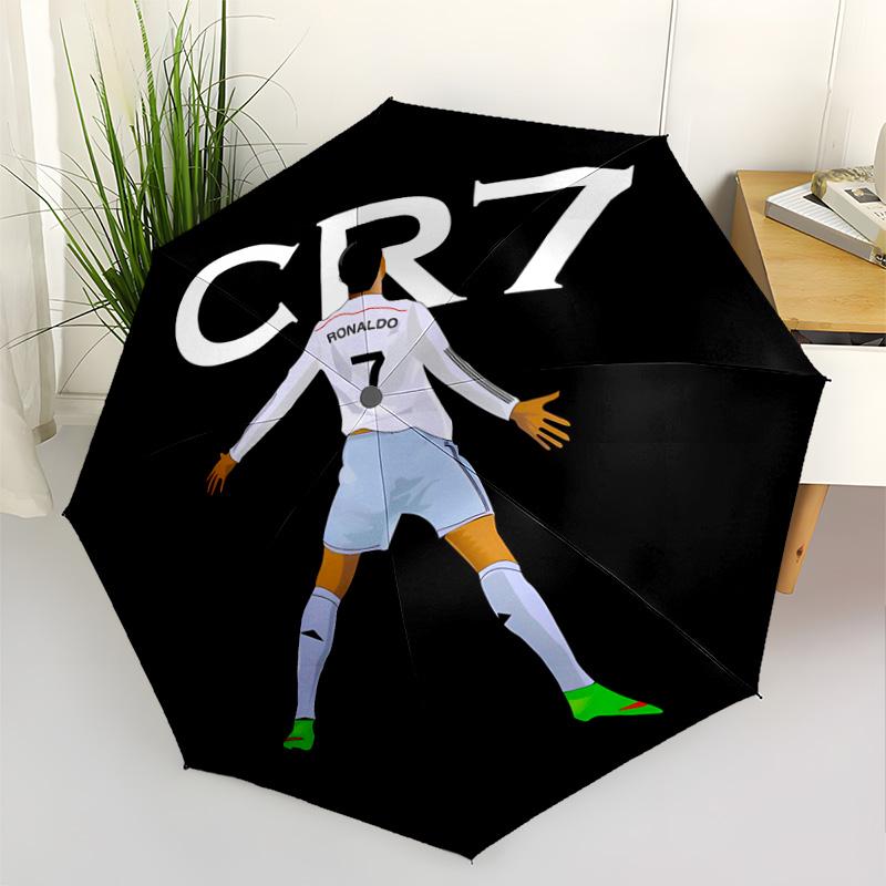 Ronaldo's Iconic Number Seven Automatic Umbrella Compact & Durable 8-Rib Design Foldable Design All-Season Umbrella for Travel Fashionable