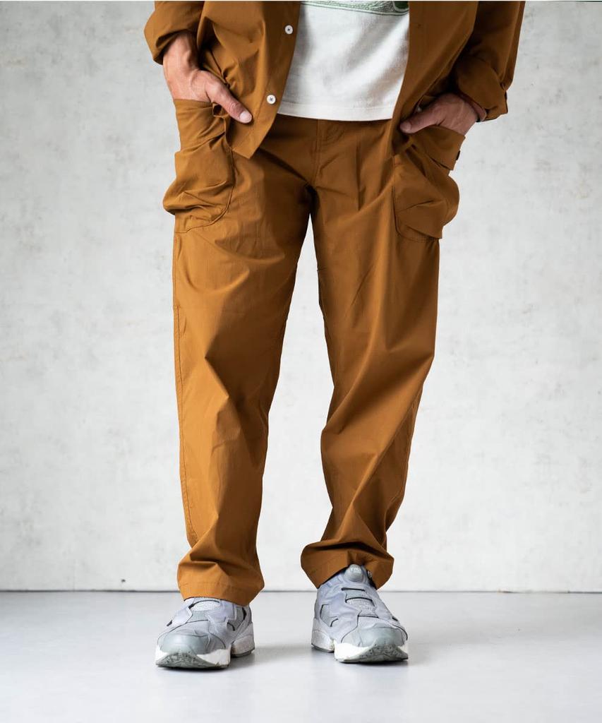 Nakota activity Light elastic nylon and size old blue pants, belted, multi-pocket, water-repellent pants, men's women's, L,