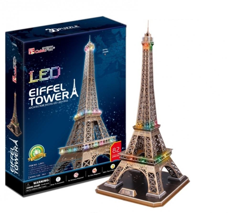 Cubic fun puzzle 3d wieża eiffla podświetlenie led cubicfun l091h