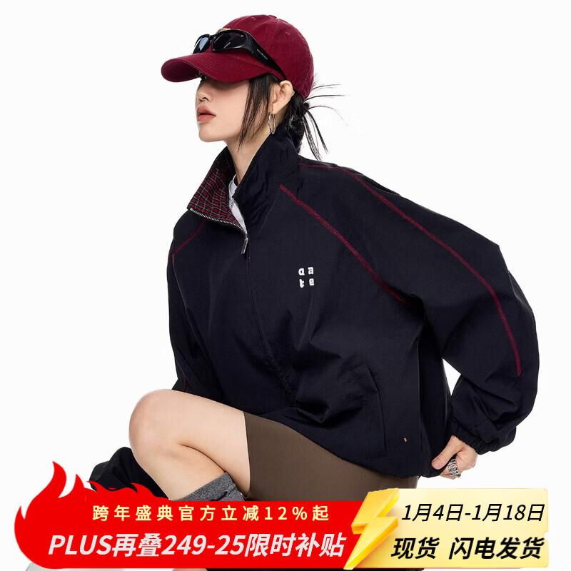 ICH MODE Women s Plaid Patchwork Zipper Jacket XL