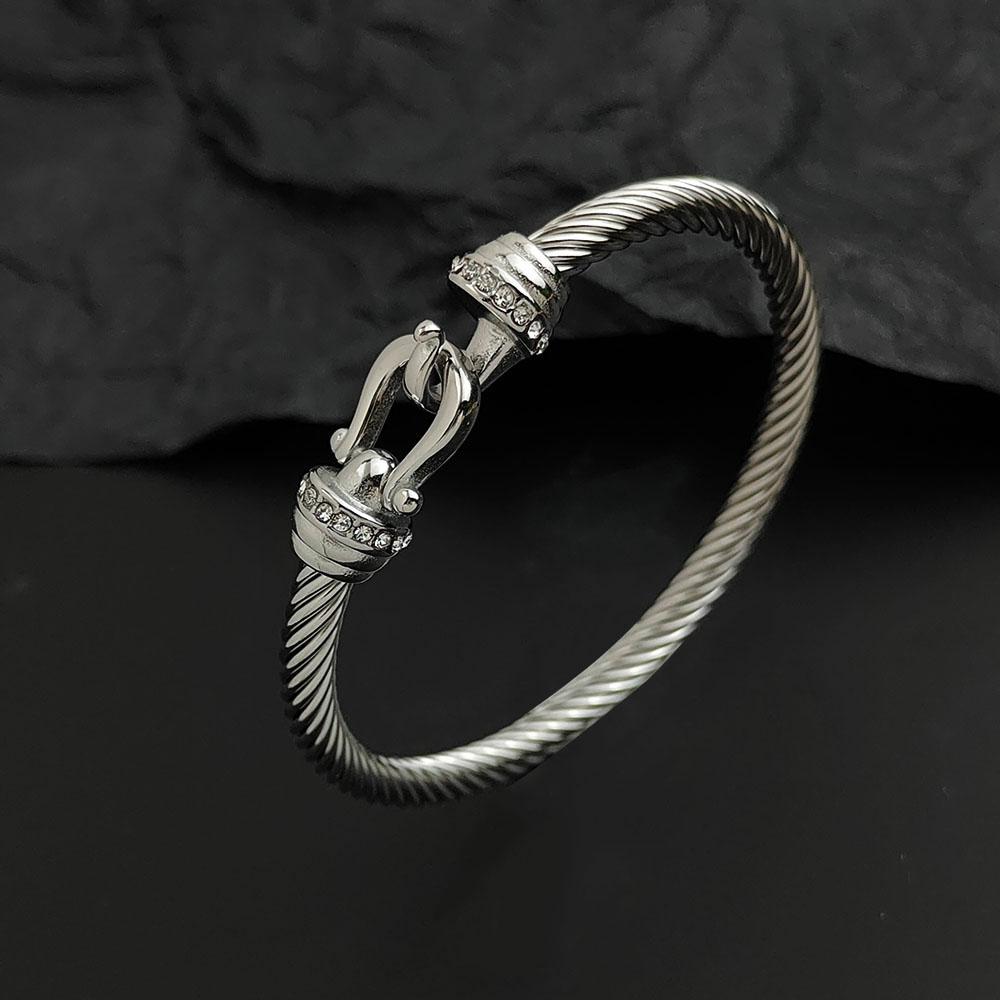 Creative Steel Wire Horseshoe Hook Zircon Stainless Steel Women's Bracelet, Waterproof and Rust-free, Couple Bracelet