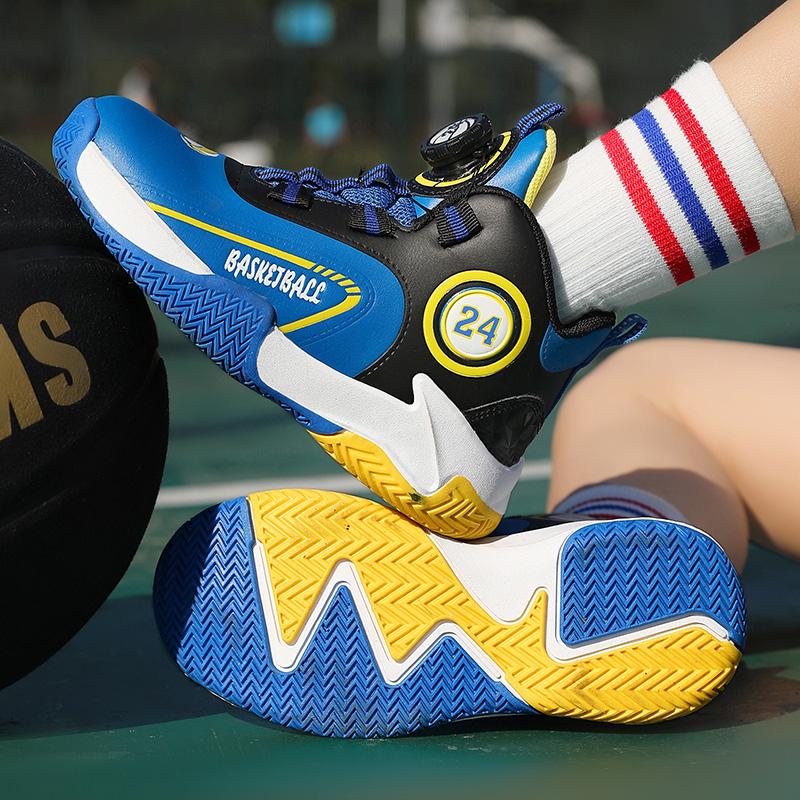 Herbst/Winter Leder Kinder Drehverschluss Basketballschuhe Jugend Kinder Sport Basketballschuhe