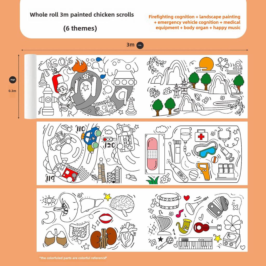 Extra Long Graffiti Scroll for Kids: Large Coloring Canvas for Kindergarten