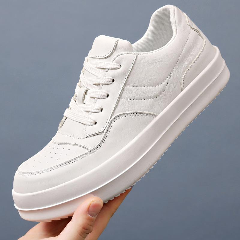RO men's shoes first layer cowhide men's casual shoes leather breathable white shoes fashion versatile men's board shoes tide