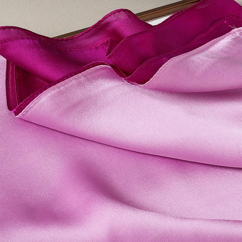 Luxury Gradient Silk Scarf Women Brand Solid Femme Shawls Wraps Bandana Head Foulard Fashion Lady Hijab Wedding Poncho