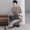 Men's Sporty Lycra Cotton Pajama Set - Long-Sleeved Pullover and Long Pants for Casual Homewear (Spring/Autumn)